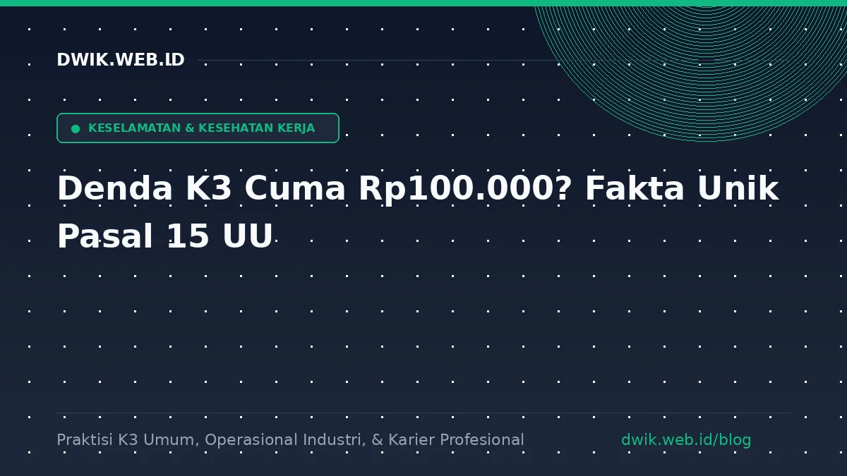Denda K3 Cuma Rp100.000? Fakta Unik Pasal 15 UU Ilustrasi penegakan hukum keselamatan kerja dengan palu sidang dan helm safety