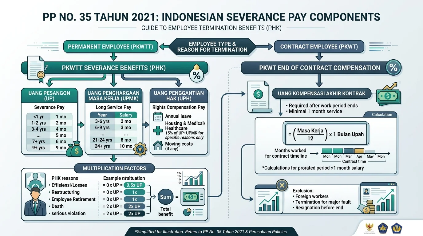Infografis Komponen Uang Pesangon dan Kompensasi PKWT PP 35/2021